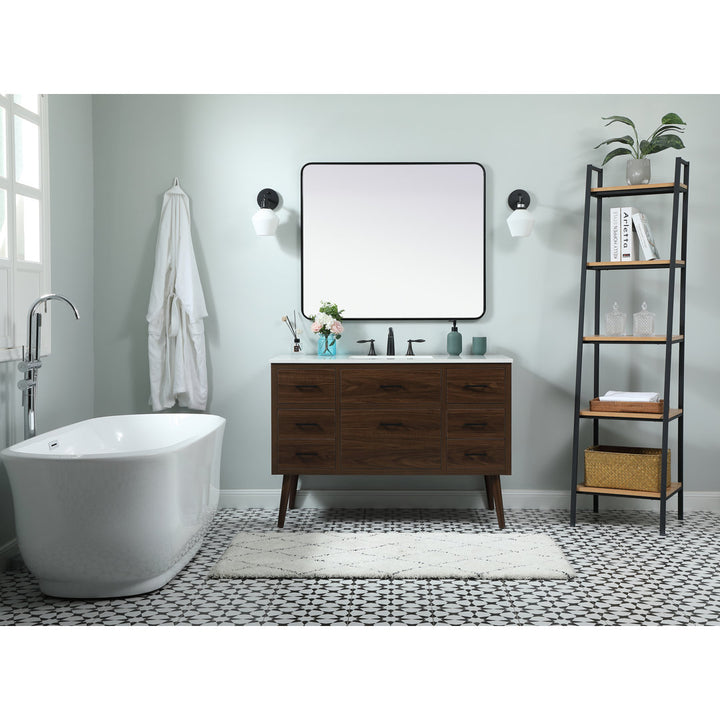 Burkley 48'' Single Bathroom Vanity Set Mercury Row® Base Finish: Walnut