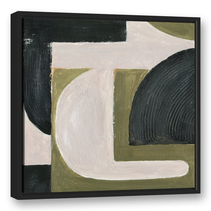 Abstract with Green - Painting on Canvas Ivy Bronx Size: 25.75" H x 25.75" W x 1.75" D Format: Black Floater Frame Canvas