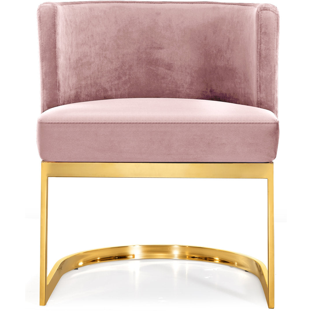 Barnier Wingback Arm Chair Everly Quinn Upholstery Color: Plush Pink, Leg Color: Gold