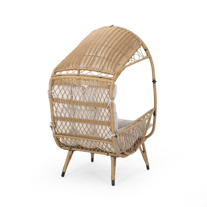 Outdoor Standing Basket Patio Chair with Cushions Bayou Breeze Frame Color: Light Brown, Cushion Color: Beige