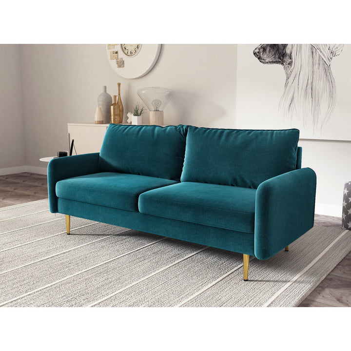 Javonta 70'' Upholstered Sofa Everly Quinn Fabric: Dark Cyan Velvet