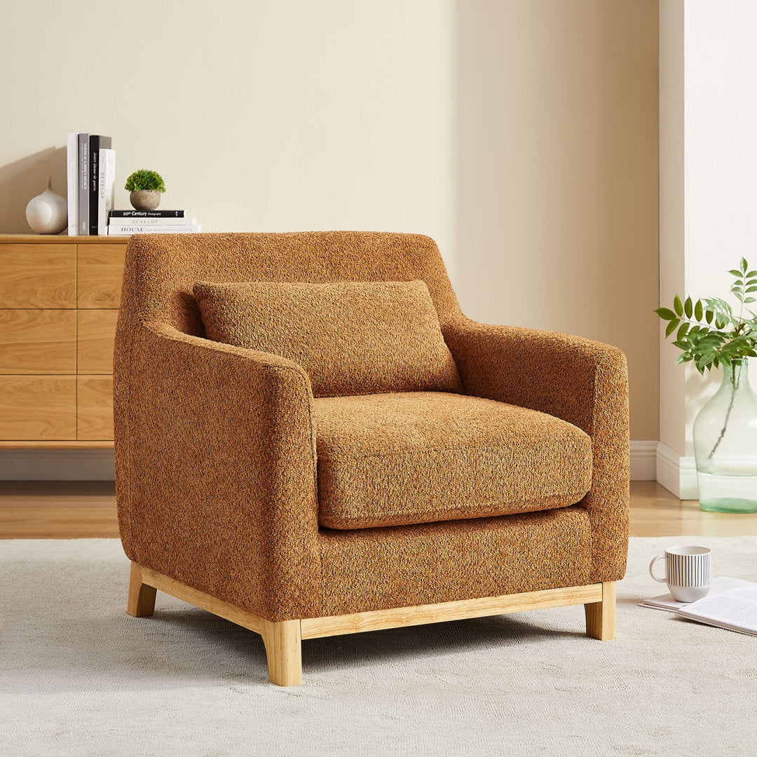 Jazmere 31.5" Armchair Mercer41 Leg Color: Natural Fabric: Curry Rustic Orange Boucle