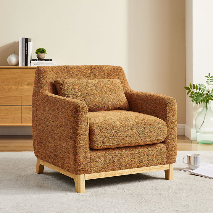 Jazmere 31.5" Armchair Mercer41 Leg Color: Natural Fabric: Curry Rustic Orange Boucle