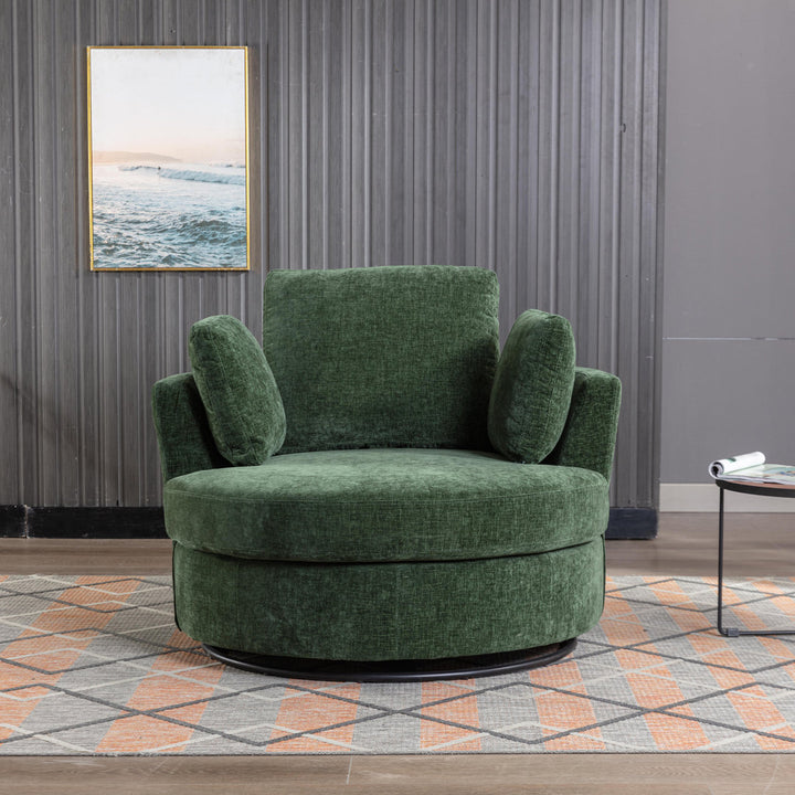 Achorn 42.26" W Polyester Recessed Arm Slipcovered Swivel Barrel Chair Hokku Designs Fabric: Green Polyester
