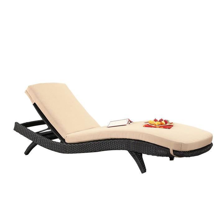 Cleghorn 79" Long Reclining Single Chaise Sunbrella with Cushion Ivy Bronx Color: Buttercream Beige