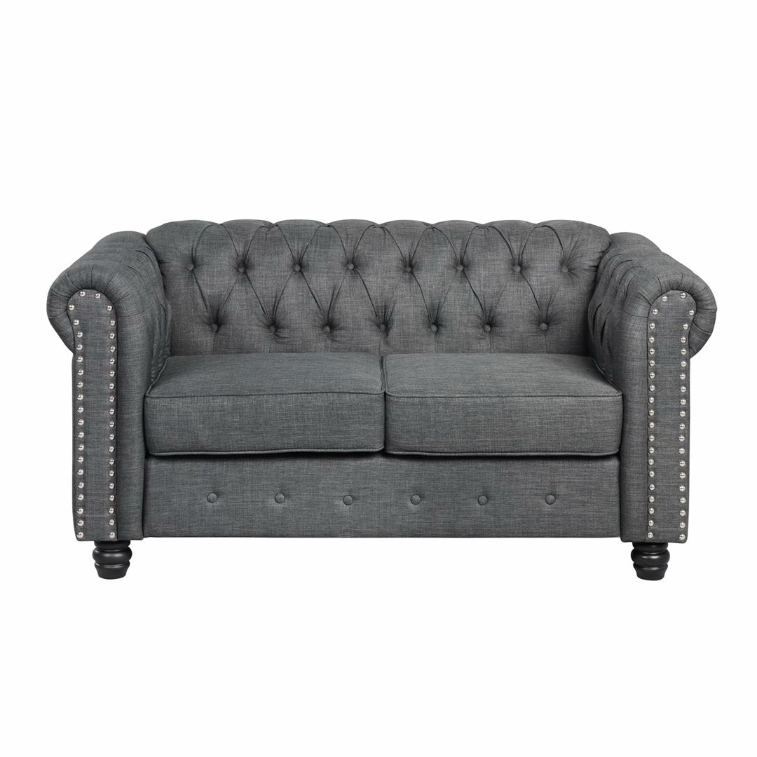 60'' Upholstered Loveseat Canora Grey Fabric: Gray Linen Blend