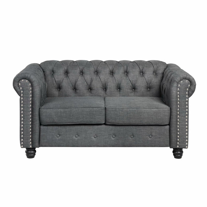 60'' Upholstered Loveseat Canora Grey Fabric: Gray Linen Blend