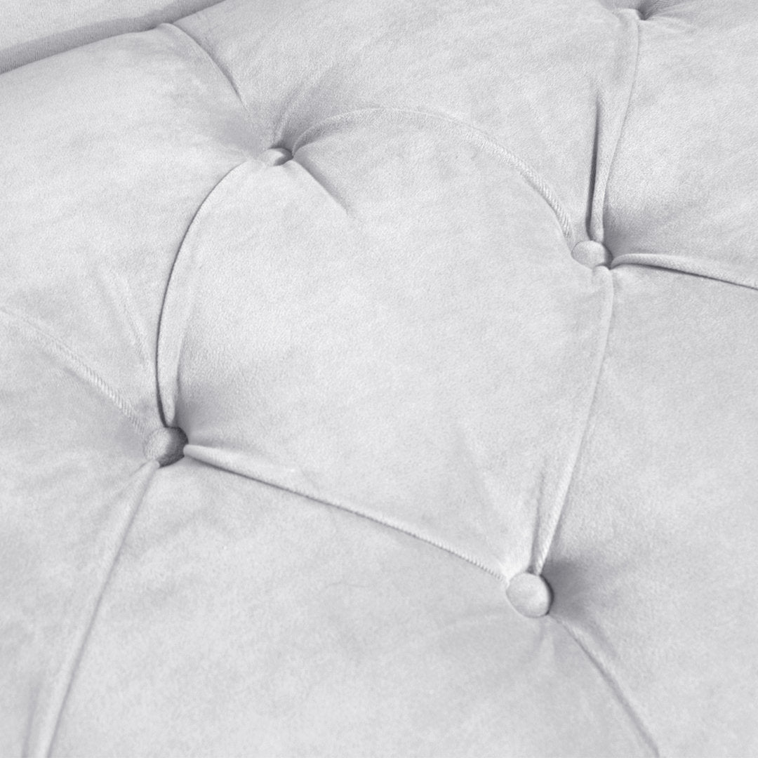 Kareem Upholstered Chaise Lounge Three Posts™ Teen Upholstery Color: Classic White Velvet, Leg Color: Espresso