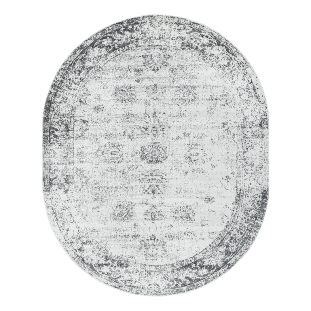 Brandt Floral Gray Area Rug Mistana™ Rug Size: Oval 8' x 10'