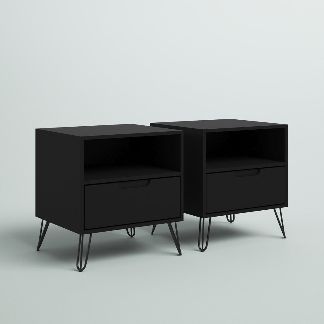 Darbie Drawer Nightstand Zipcode Design™ Color: Black Quantity: Set of 2