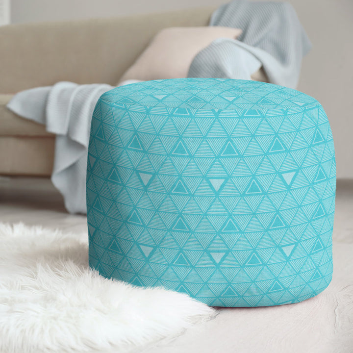 Full Color Hand Drawn Triangles Pouf East Urban Home Upholstery Color: Medium Teal
