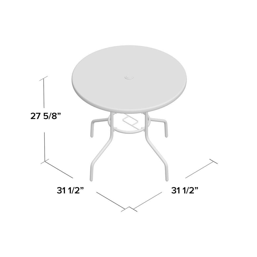 32'' Patio Round Table Tempered Glass Steel Frame Outdoor Pool Yard Garden Winston Porter