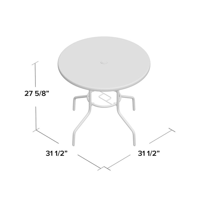 32'' Patio Round Table Tempered Glass Steel Frame Outdoor Pool Yard Garden Winston Porter