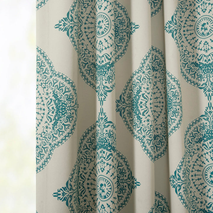 Klyszejko Majestic Medallion Printed Room Darkening Curtains for Living Room, Bedroom Single Panel Bungalow Rose Curtain Color: Teal Size per Panel: 50"W x 96"L
