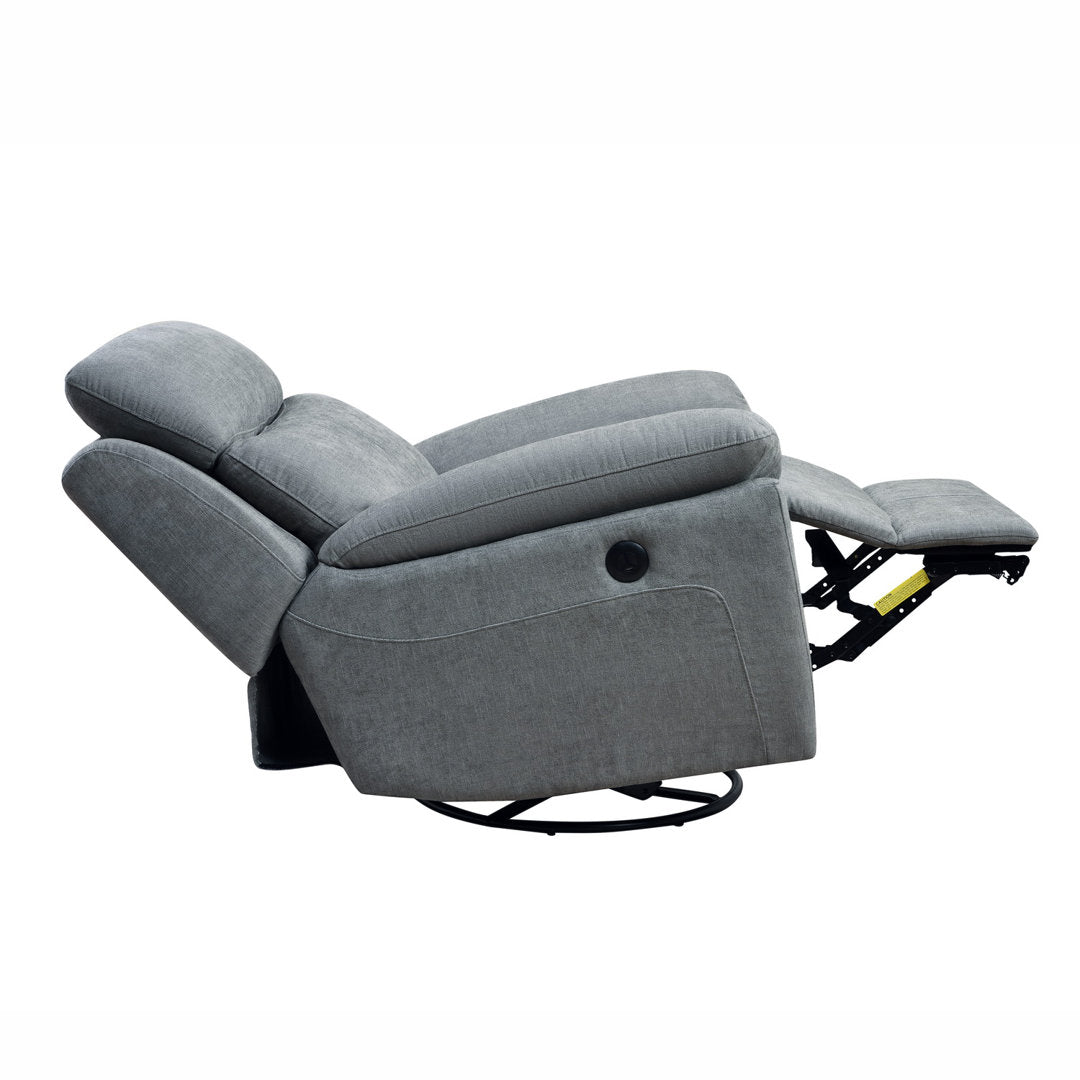 Kappa 35.43" Wide Power Swivel Standard Recliner Red Barrel Studio® Body Fabric: Green Gray Polyester Blend