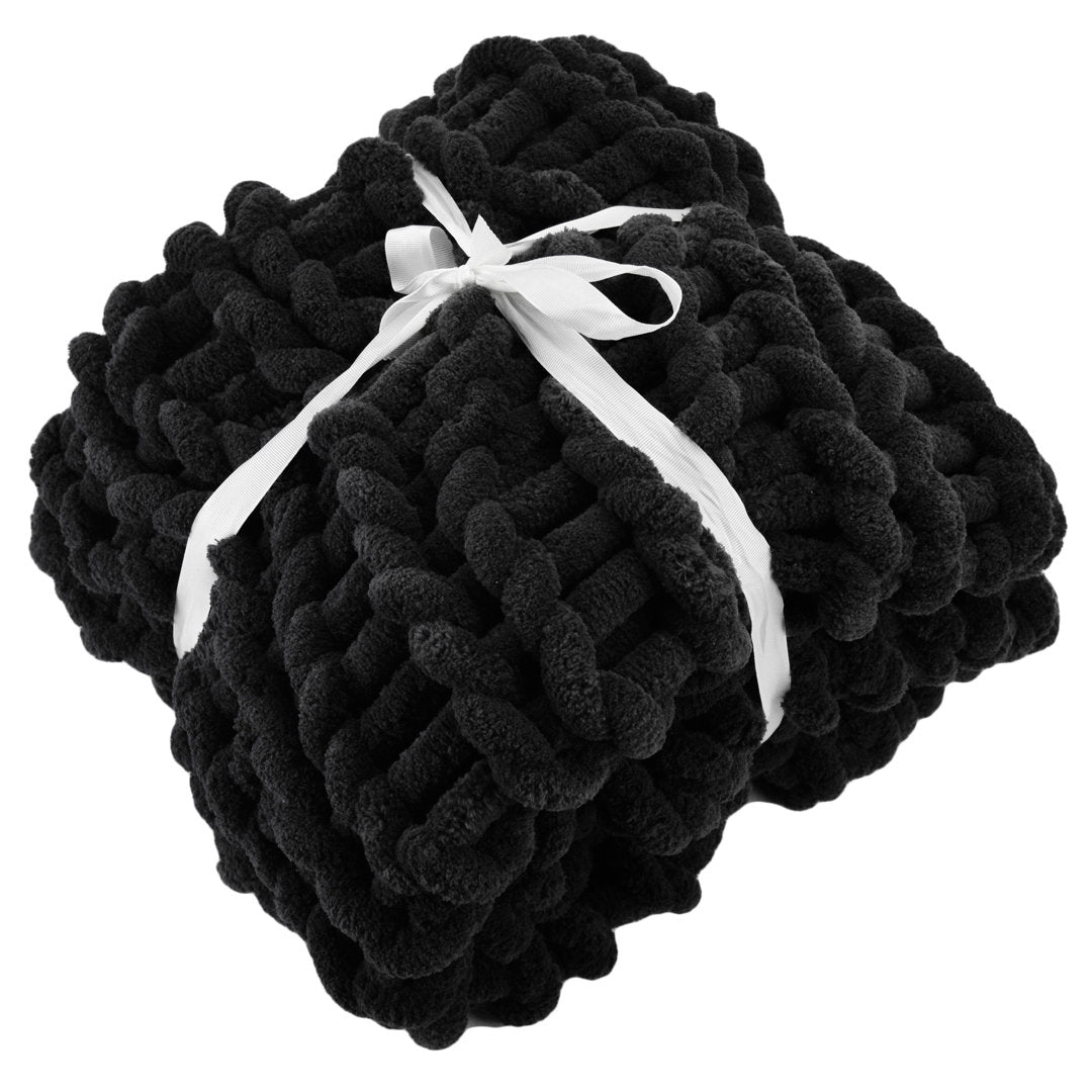 Chenille Knitted Chenille Throw Donna Sharp Color: Black