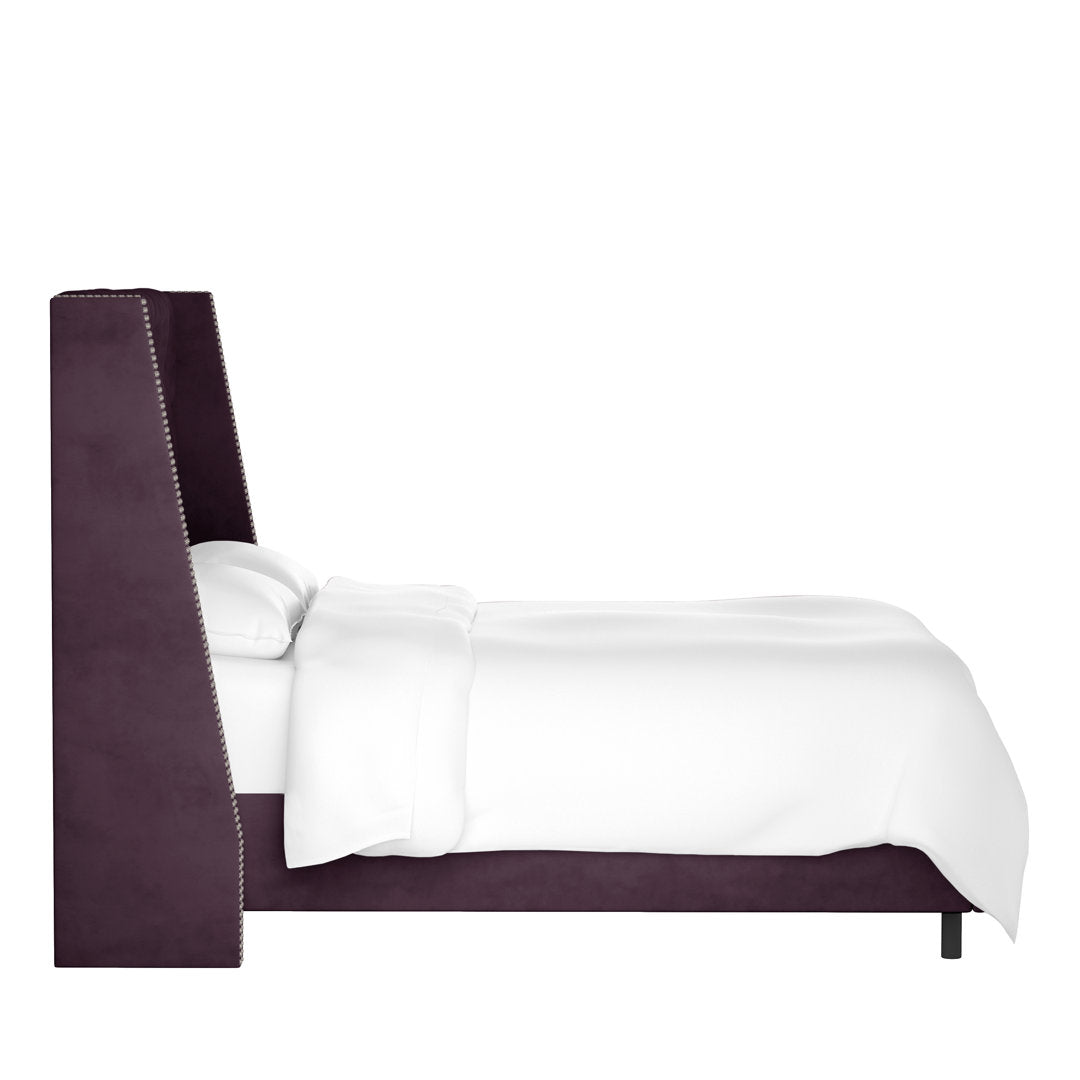 Annabel Upholstered Wingback Bed Kelly Clarkson Home Size: Twin Body Fabric: Classic Aubergine Velvet