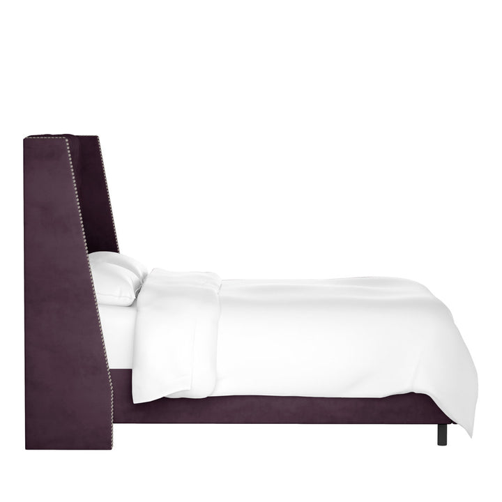 Annabel Upholstered Wingback Bed Kelly Clarkson Home Size: Twin Body Fabric: Classic Aubergine Velvet