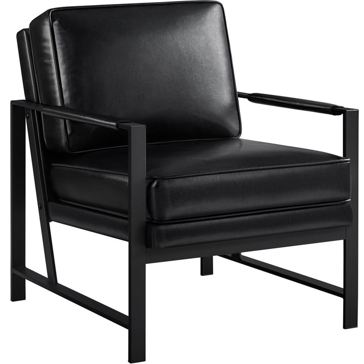 25.5" W Upholstered Armchair with Removable Seat & Back Cushion Trent Austin Design® Fabric: Black Faux Leather