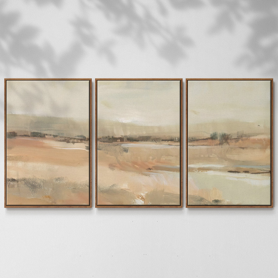 Earth Tone Landscape I - Multi Piece Framed Canvas Wrought Studio™ Size: 40" H x 78" W Format: Walnut Framed