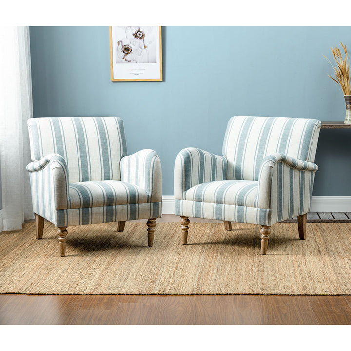 Lila Upholstered Armchair with Solid Wood Legs (Set of 2) Sand & Stable™ Fabric: Blue Polyester