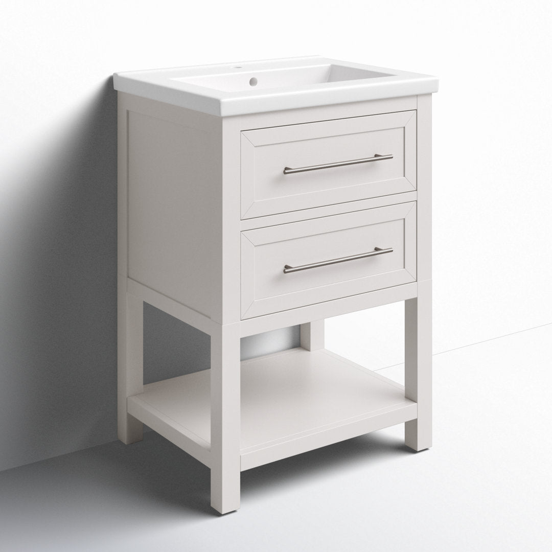 Bickley 24" Single Bathroom Vanity with Ceramic Top Beachcrest Home™ Base Finish: White