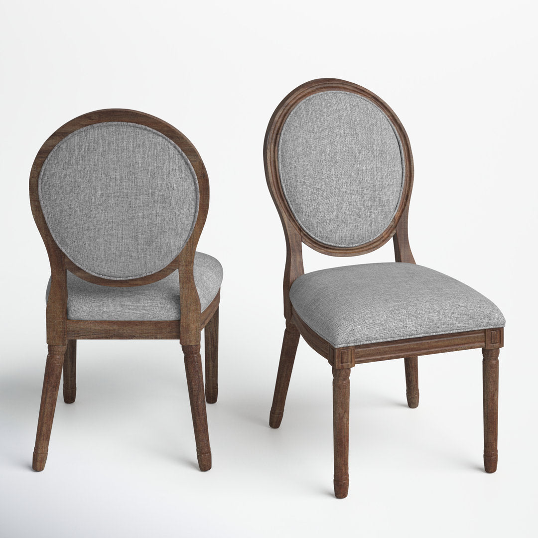 Libretto Linen Upholstered Side Chair (Set of 2) Kelly Clarkson Home Leg Color: Brown, Color: Gray Linen