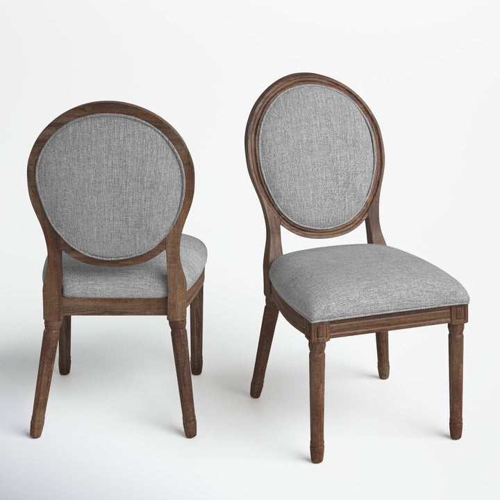 Libretto Linen Upholstered Side Chair (Set of 2) Kelly Clarkson Home Leg Color: Brown, Color: Gray Linen