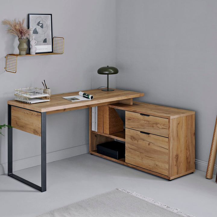 Bakri 59.05'' W L-Shaped Writing Desk Millwood Pines