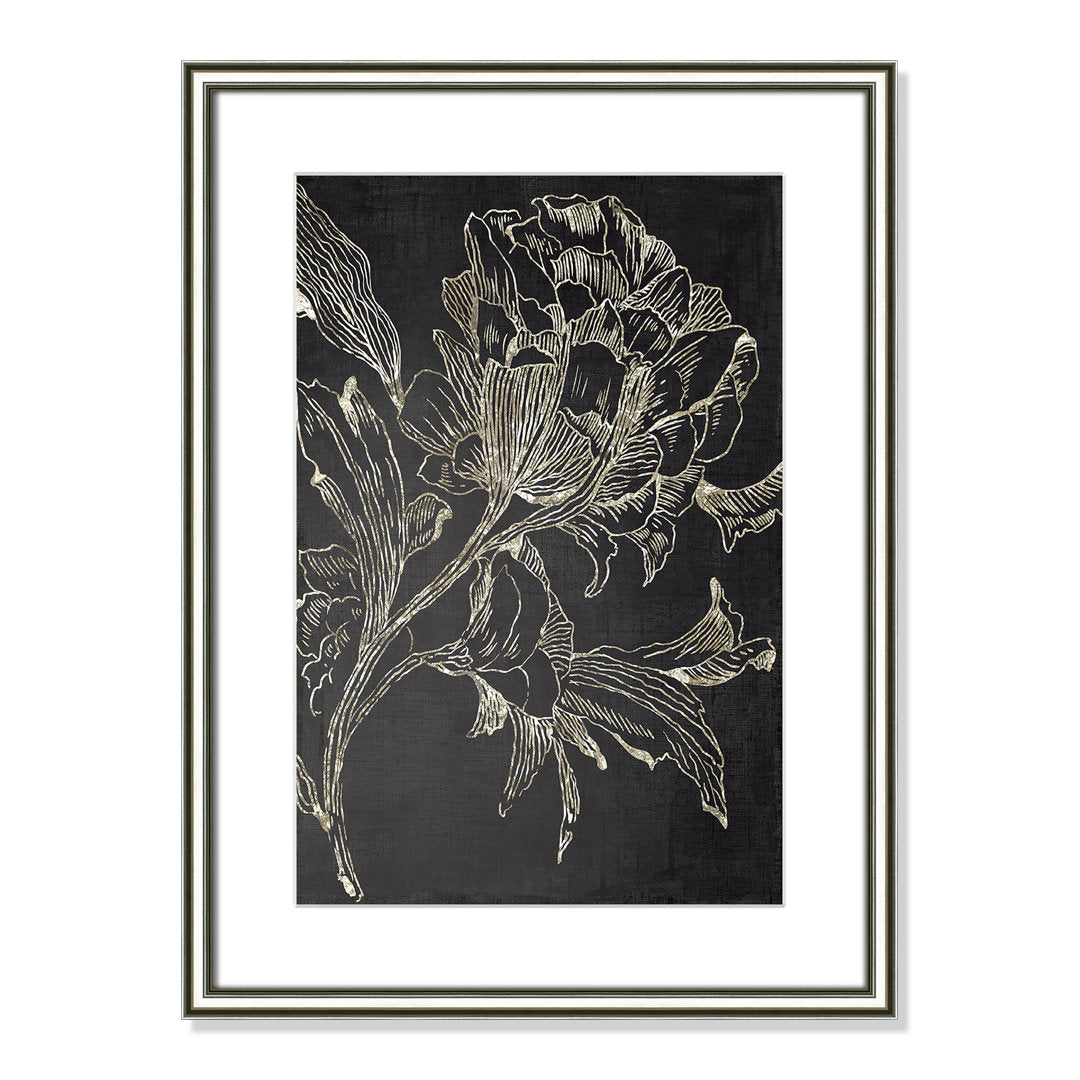 Golden Flower Folklore I by Asia Jensen - Picture Frame Graphic Art Print Joss & Main Size: 24.25" H x 18.25" W Format: Silver Framed