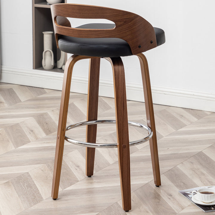 Mahtab Swivel Counter & Bar Stool (Set of 2) Corrigan Studio® Upholstery: Black Faux Leather, Seat Height: Bar Stool = 29.92” Seat Height
