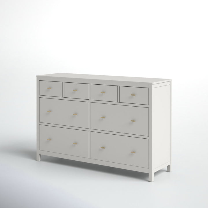 Kowalsky 8 Drawer 57.99" W Double Dresser Three Posts™ Color: Bleached White