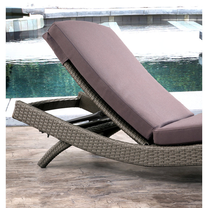 Cleghorn 79" Long Reclining Single Chaise Sunbrella with Cushion Ivy Bronx Color: Seal Gray