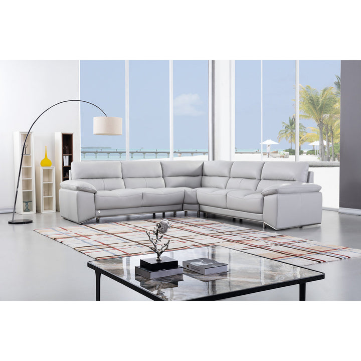 Argenziano 111" Wide Genuine Leather Symmetrical Modular Corner Sectional Orren Ellis