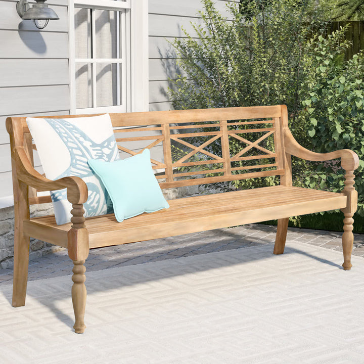 Paull Wooden Garden Bench Highland Dunes Color: Natural
