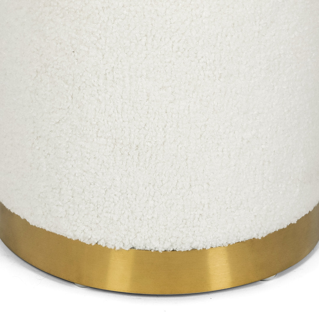Teddy Fleece Round Ottoman With Stroage Mercer41 Body Fabric: Off-White Faux Fur