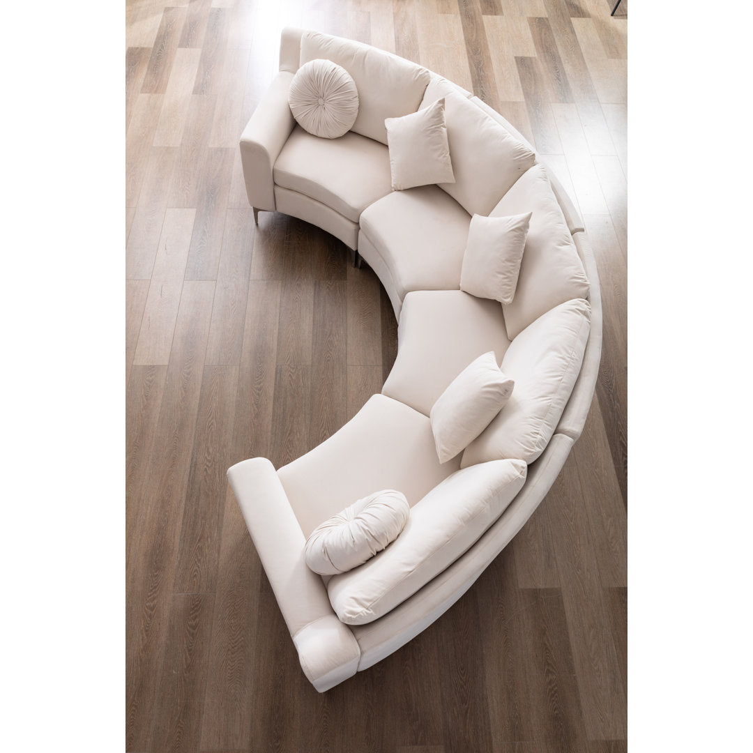 136" Wide Velvet Symmetrical Modular Corner Sectional Legend Vansen Fabric: Beige Velvet