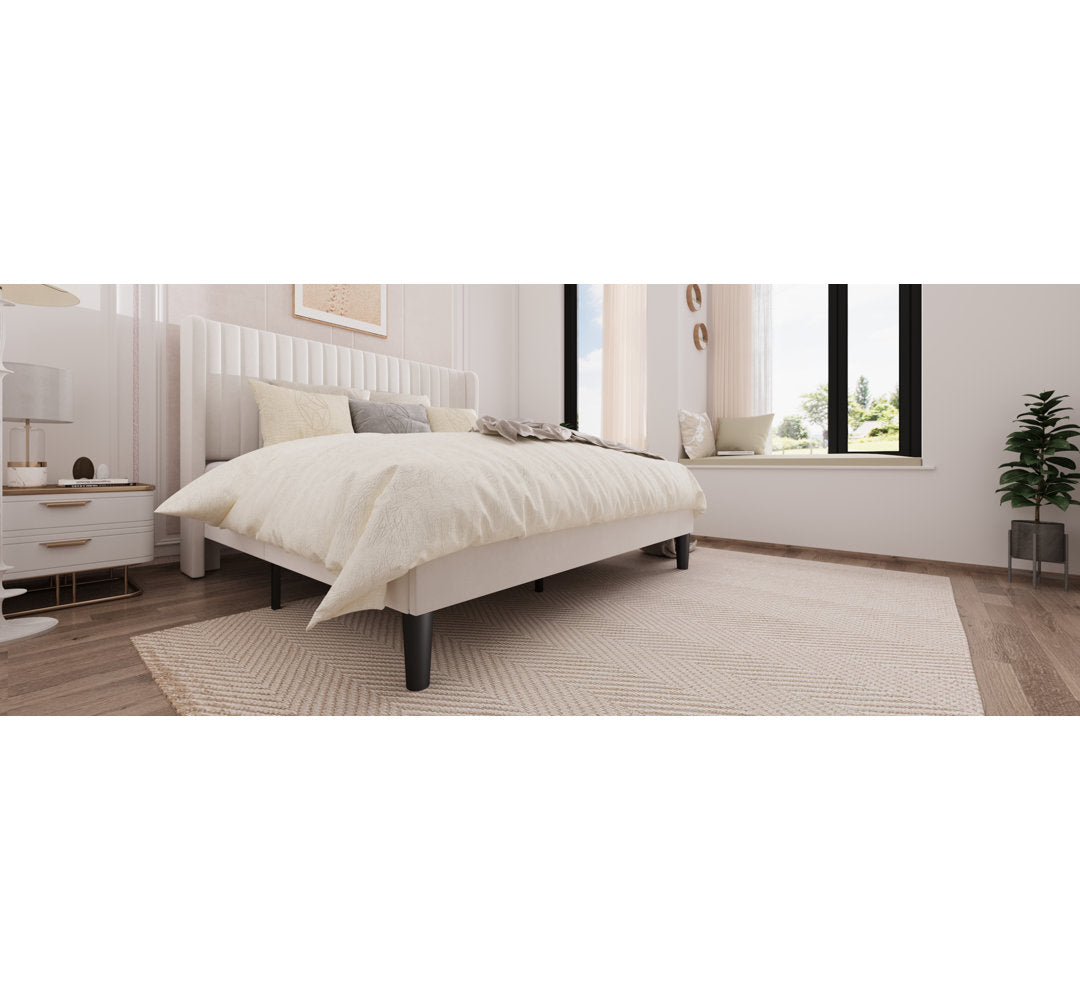Candler Upholstered Platform Bed with Wingback Willa Arlo™ Interiors Color: White Size: King