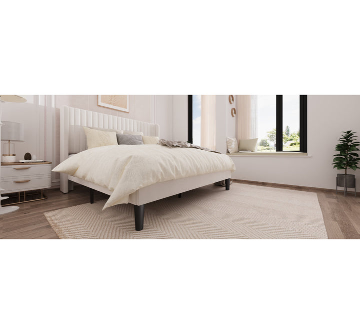 Candler Upholstered Platform Bed with Wingback Willa Arlo™ Interiors Color: White Size: King