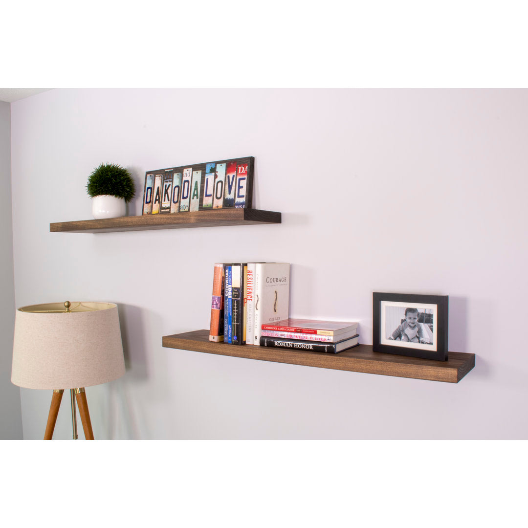 Bridgecliff 2 Piece Poplar Solid Wood Floating Shelf (Set of 2) Rosalind Wheeler Size: 1.38" H x 48" W x 6" D Finish: Espresso