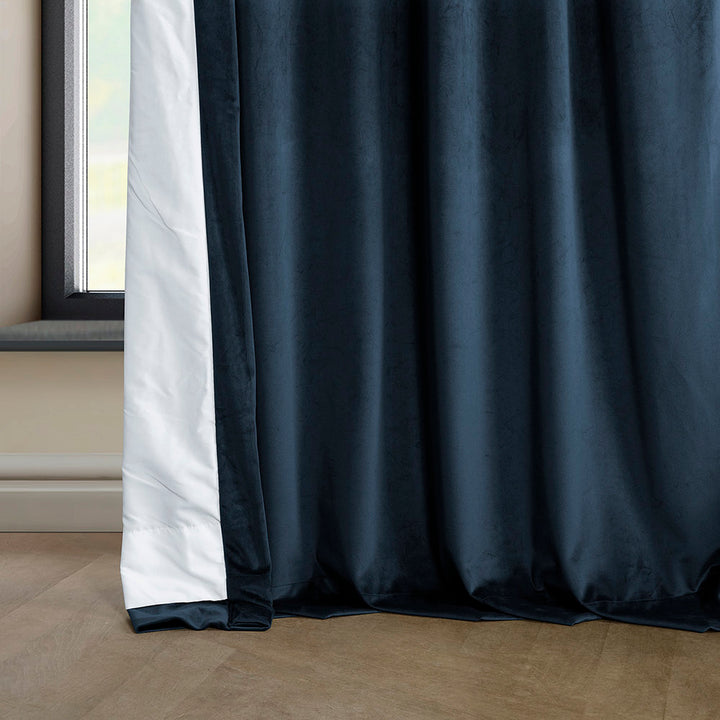 Matra Plush Velvet Curtains for Bedroom - Room Darkening Curtains for Living Room Window Single Panel AllModern Curtain Color: Eternal Blue Size per Panel: 50" W x 96" L
