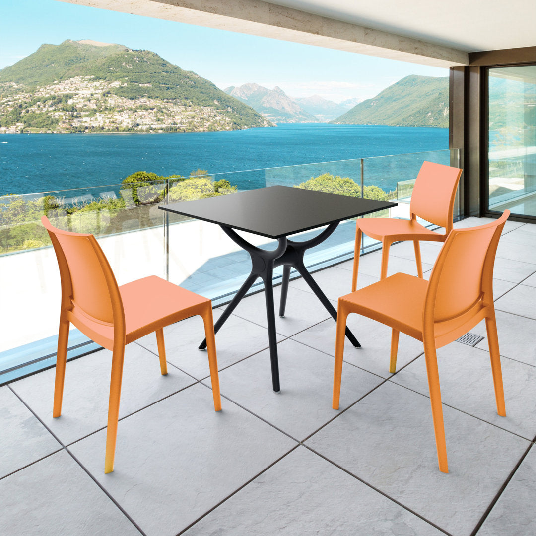 Burt Stacking Patio Dining Side Chair (Set of 2) AllModern Color: Orange
