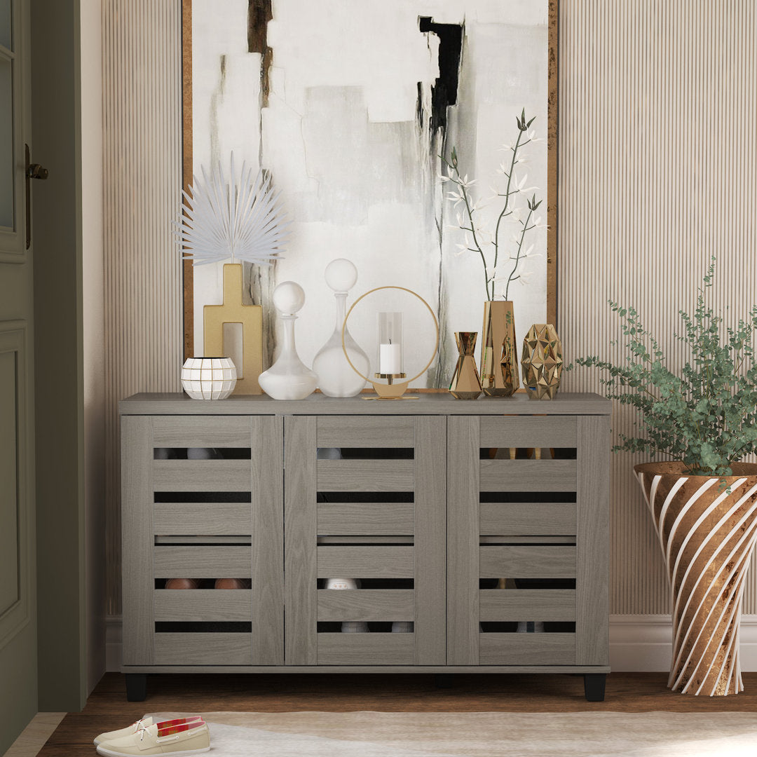 Lismore 16 Pair Shoe Storage Cabinet Steelside™ Finish: Warm Gray Oak