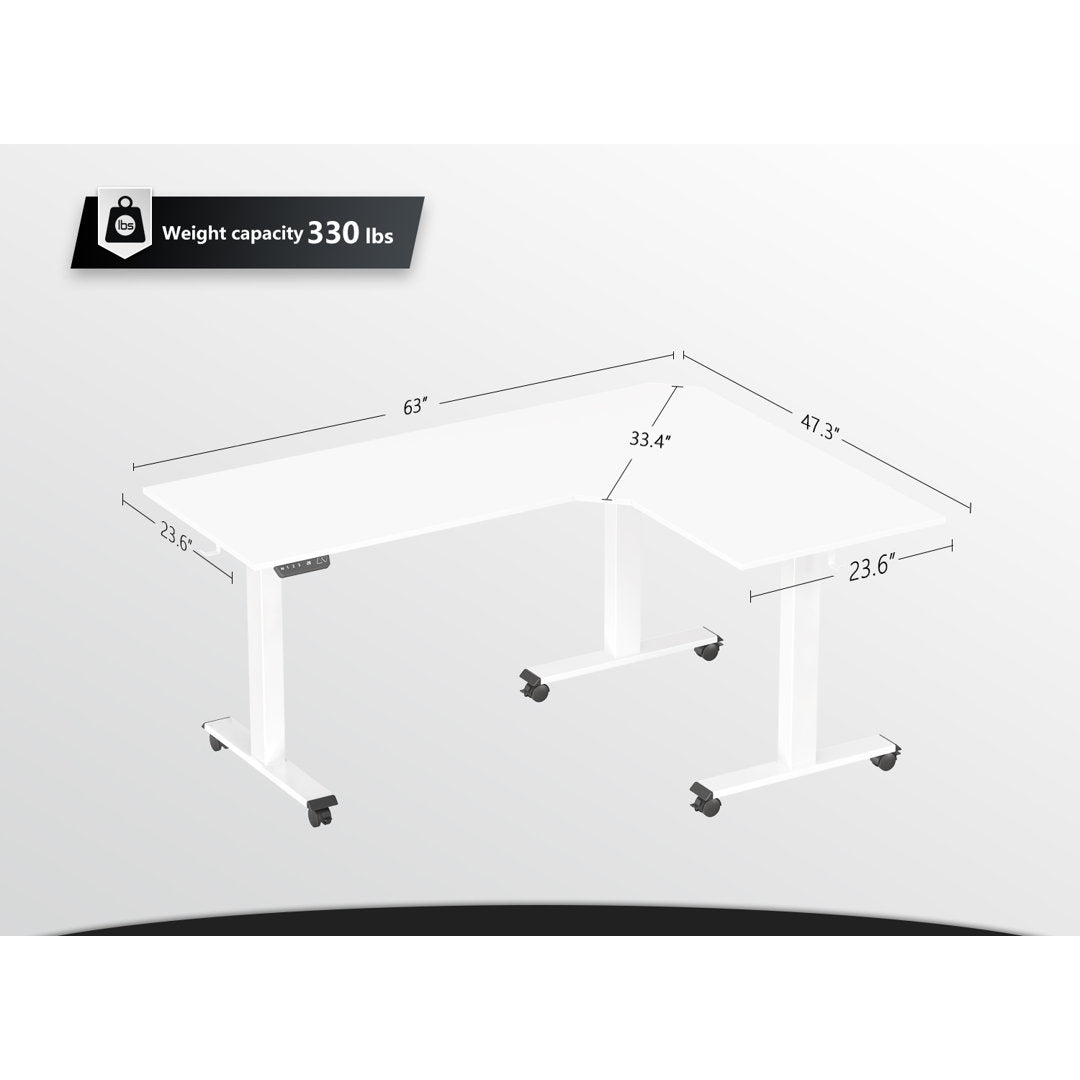 Juilo Height Adjustable L-Shape Standing Desk Inbox Zero