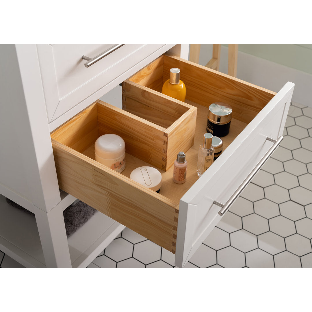 Bickley 24" Single Bathroom Vanity with Ceramic Top Beachcrest Home™ Base Finish: White