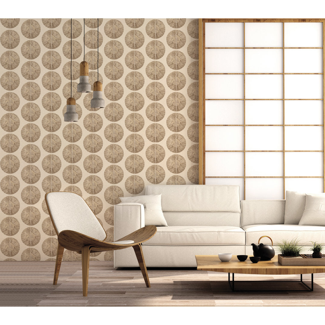 Bazaar Geometric Soleil Design 33' L x 21" W Wallpaper Roll Galerie Wallcoverings Color: Brown/Gold