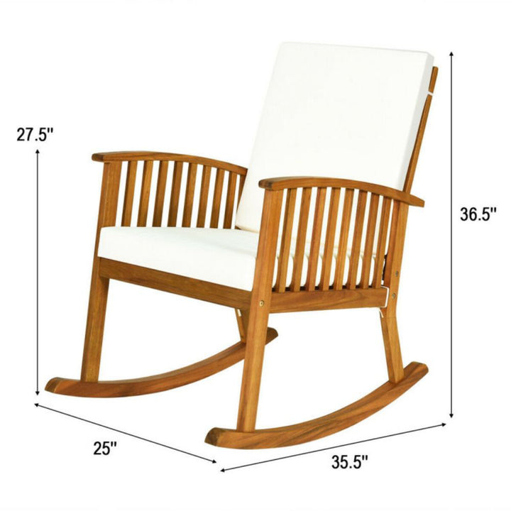 Grindstaff Patio Wooden Rocking Chair Lawn Garden Outdoor W/ Armrest Cushion Red Barrel Studio®
