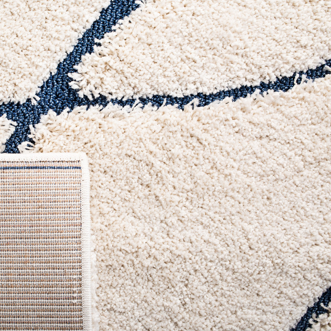 Ashal Abstract Cream/Blue Area Rug Wade Logan® Rug Size: Square 11'