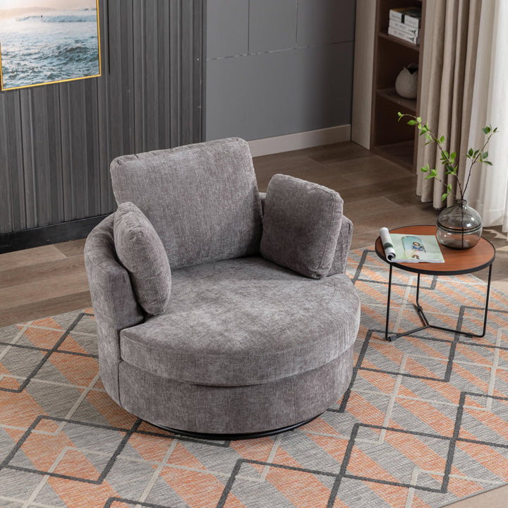 Achorn 42.26" W Polyester Recessed Arm Slipcovered Swivel Barrel Chair Hokku Designs Fabric: Gray Polyester