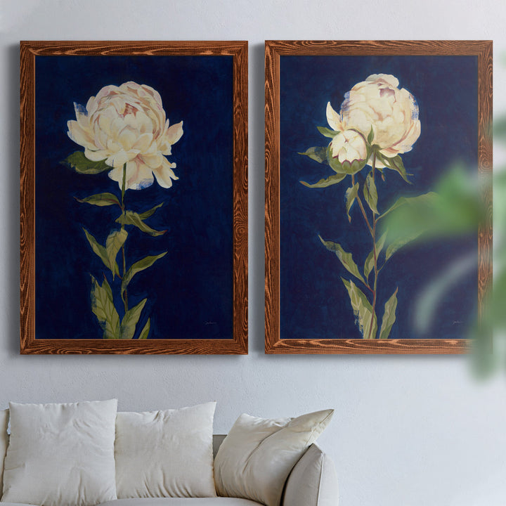 PRETTY AS A PEONY I - 2 Piece Picture Frame Print Set on Canvas Lark Manor™ Frame Color: Maple Framed Size: 37.5" H x 55" W x 1.5" D